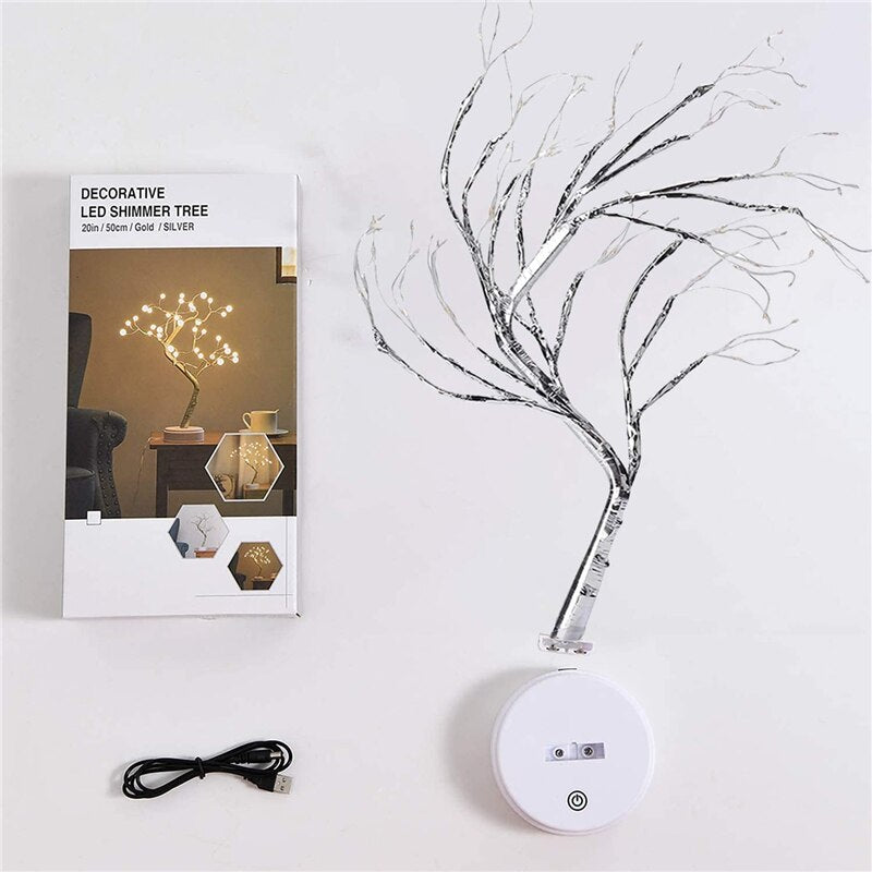 LED Night Light Mini Christmas Tree Copper Wire Garland Lamp For Kids Home Bedroom Decoration Decor Fairy Light Holiday lighting