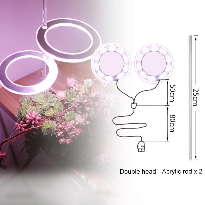 Angel Three Ring Grow Light DC5V USB Phyto lamp For Plants Led Full Spectrum Lamp For Indoor Plant Seedlings Home Flower Succulent