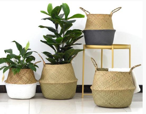 Wicker Foldable Planter Basket