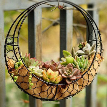 Hanging Flower Pot Iron Wall Succulent Planters Rustic Plant Holder Home Decorations