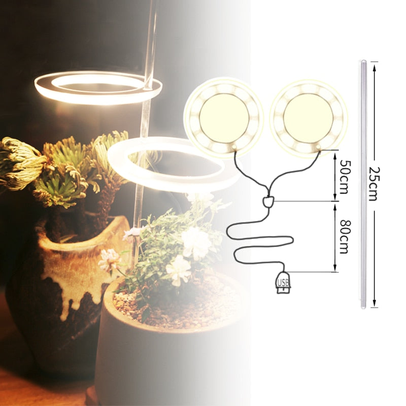 Angel Three Ring Grow Light DC5V USB Phyto lamp For Plants Led Full Spectrum Lamp For Indoor Plant Seedlings Home Flower Succulent