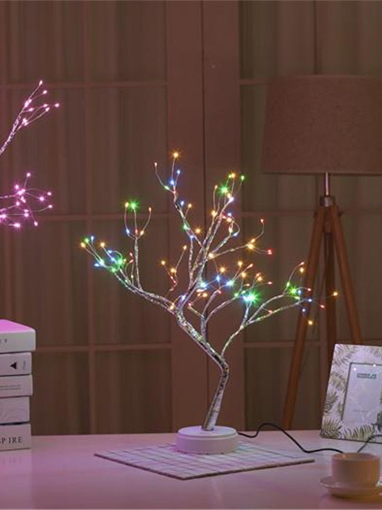 LED Night Light Mini Christmas Tree Copper Wire Garland Lamp For Kids Home Bedroom Decoration Decor Fairy Light Holiday lighting
